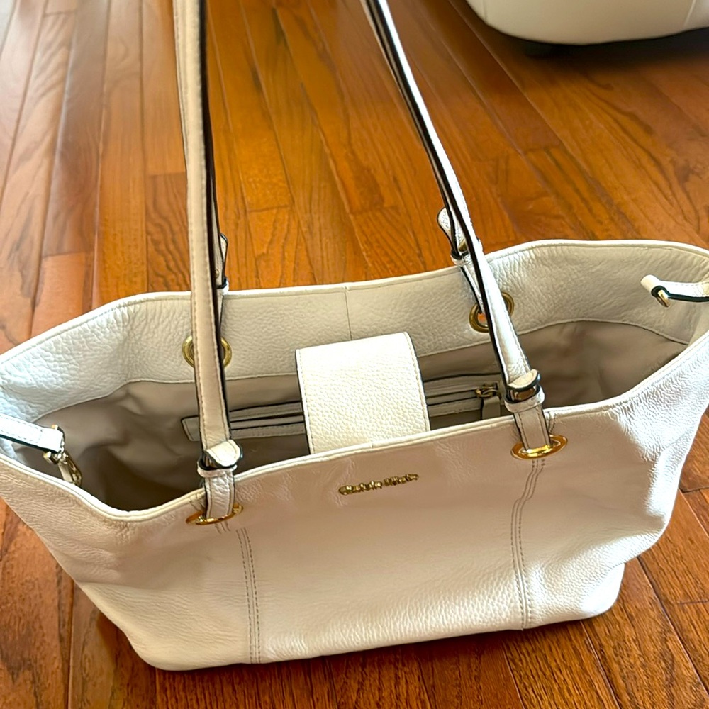 Calvin Klein white bag, leather outside, fabric lining